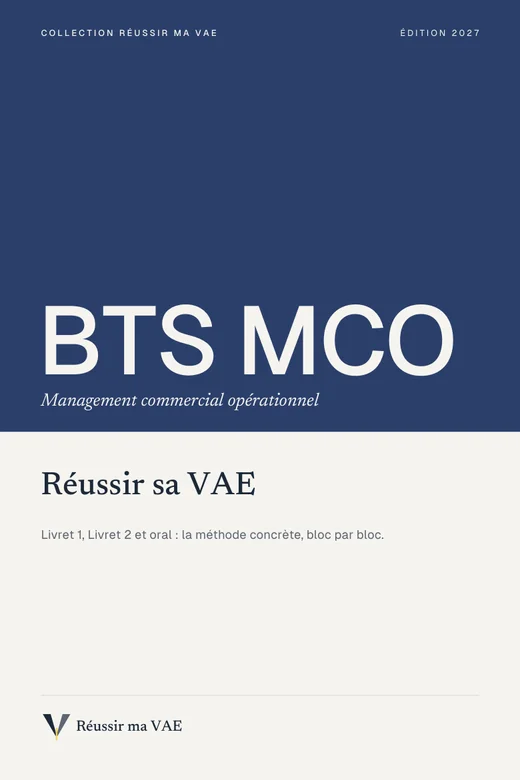 Couverture du guide Réussir sa VAE : BTS MCO, Management commercial opérationnel