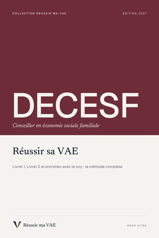 Couverture du guide Réussir sa VAE : DECESF, Conseiller en économie sociale familiale