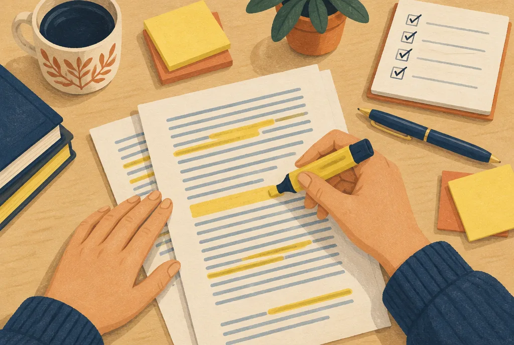 Illustration : surligner le référentiel et cocher la check-list du dossier
