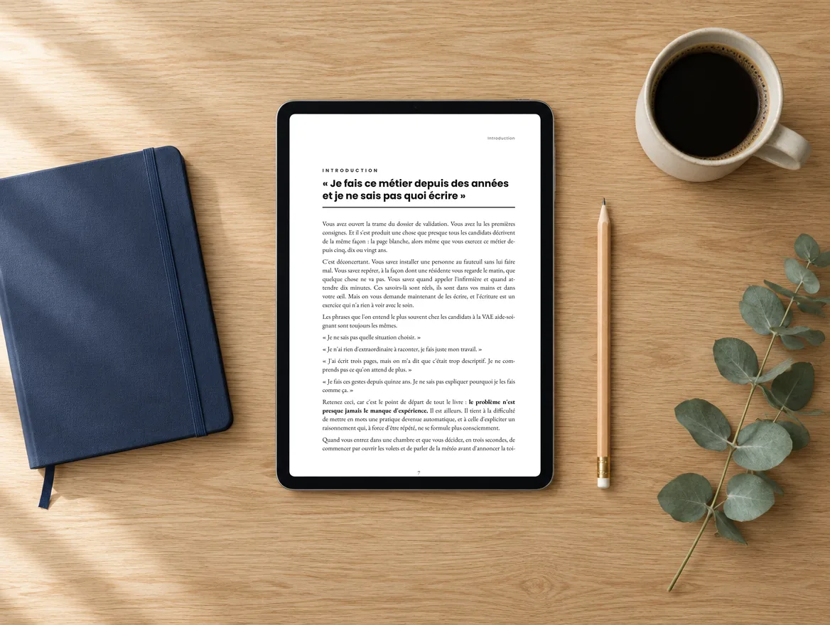 Une page du guide affichée sur une tablette