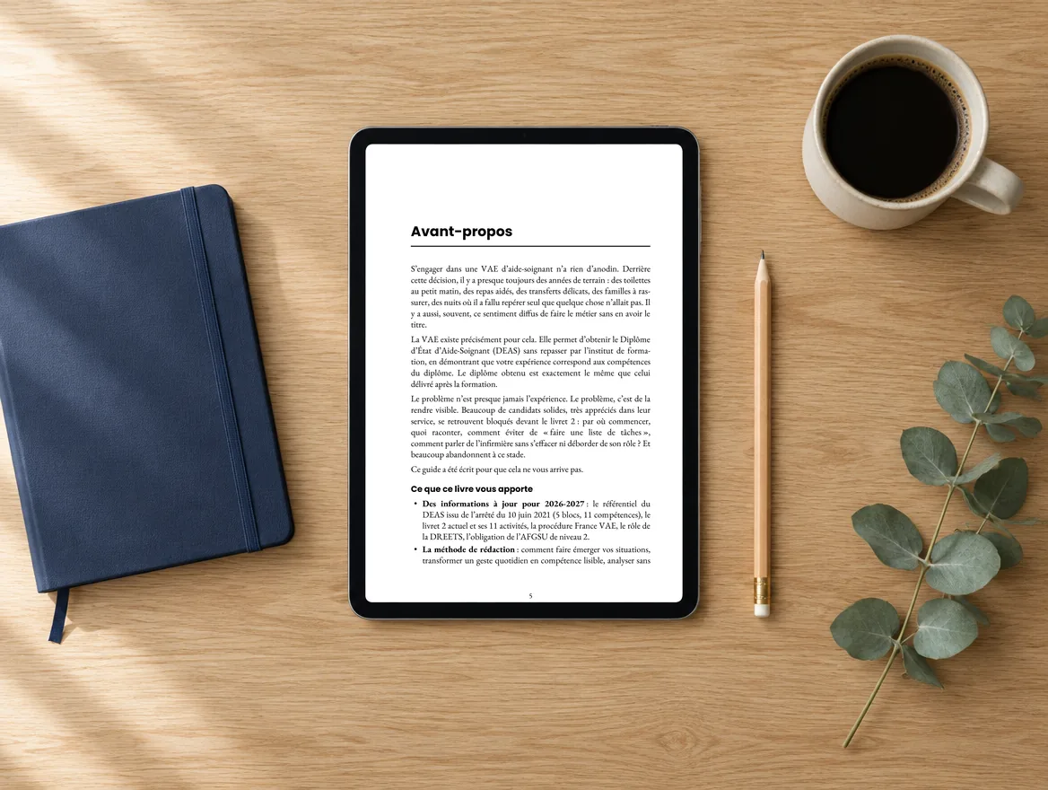 Une page du guide affichée sur une tablette