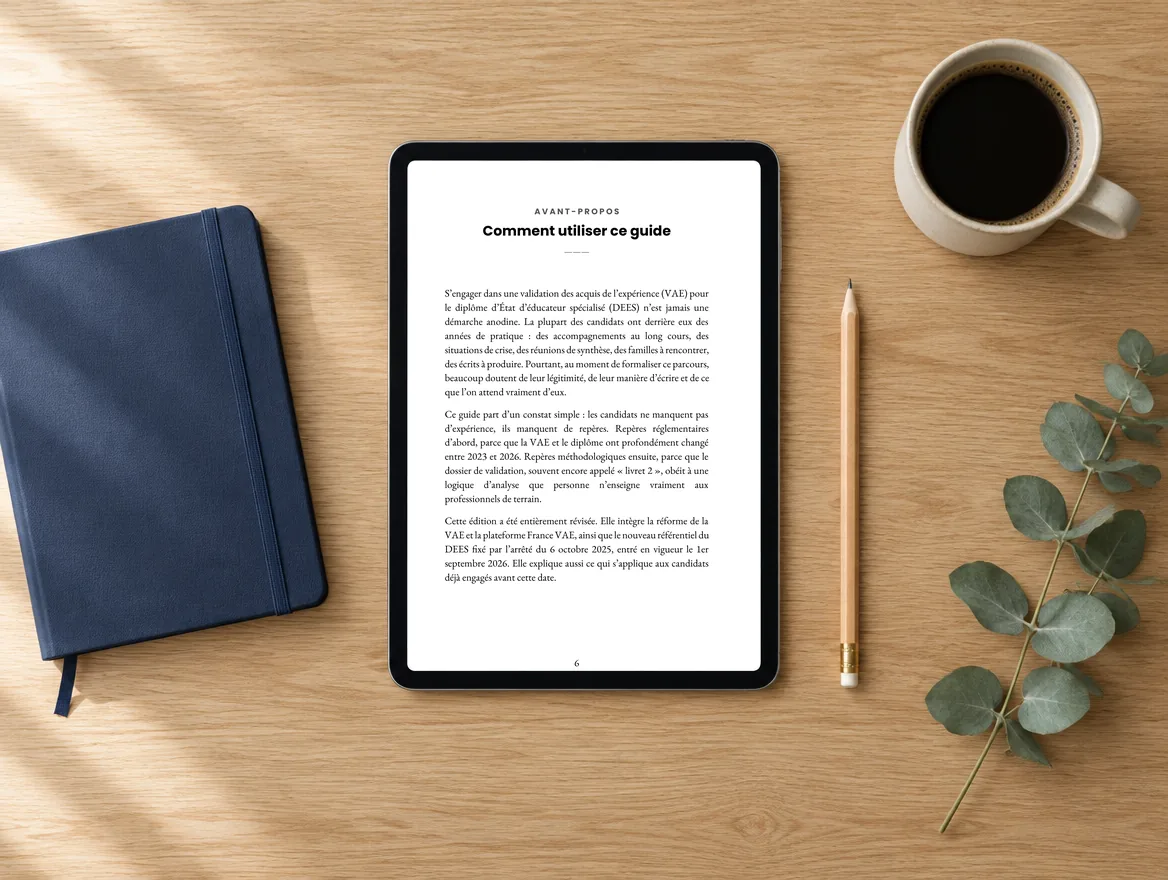 Une page du guide affichée sur une tablette