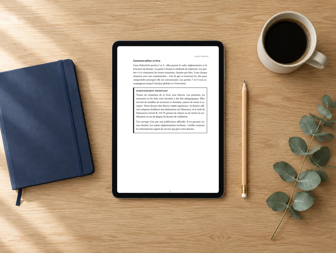 Une page du guide affichée sur une tablette