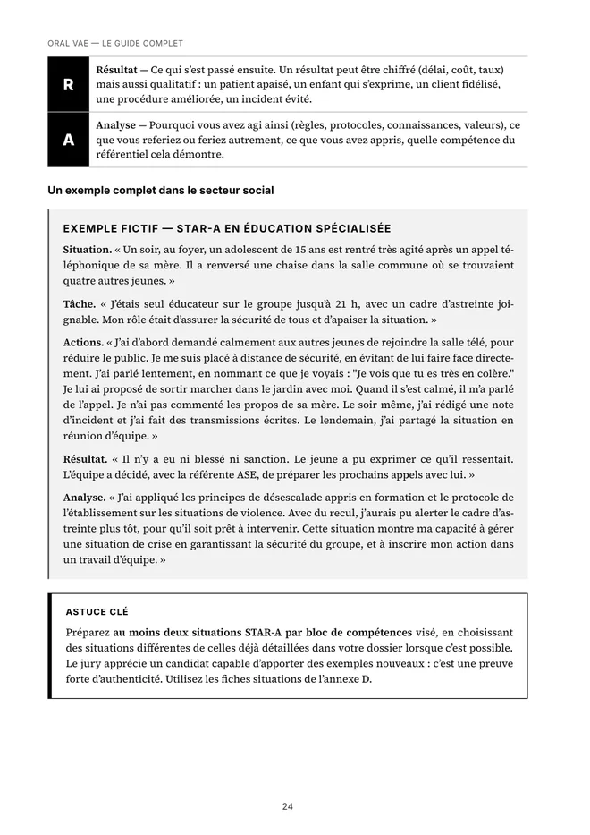 Page réelle extraite : Guide de l’oral, réponse au jury, méthode STAR-A